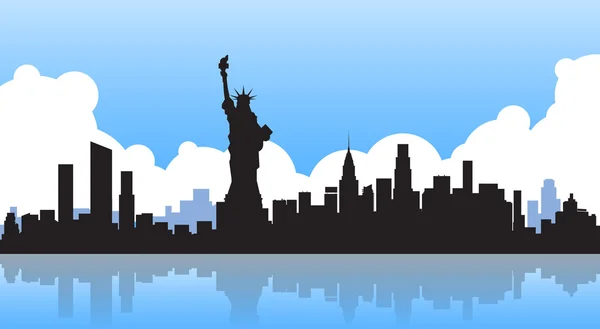 Liberty Statue Silhouette United States New York City View — Stock Vector