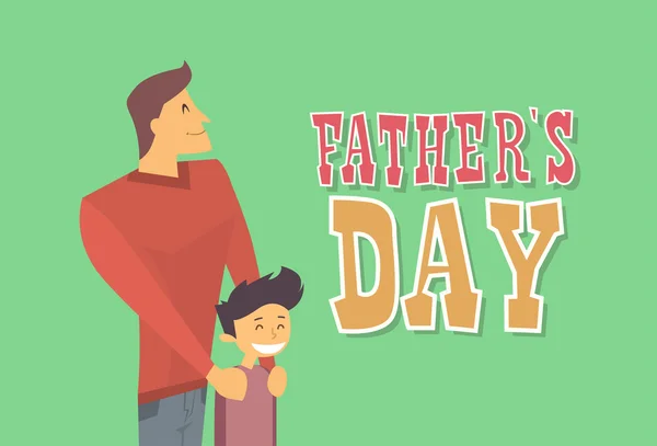 父亲一天假期，爸爸抱儿子平 — 图库矢量图片