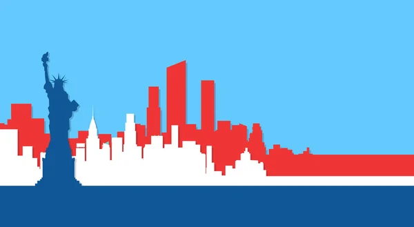 Liberty staty Silhouette Förenta staterna New York City View — Stock vektor