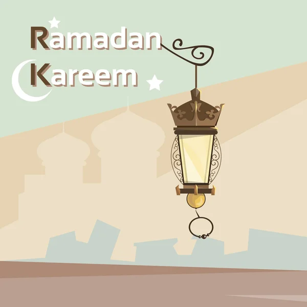 Ramadan Kareem lantaarn moskee achtergrond islam heilige maand — Stockvector