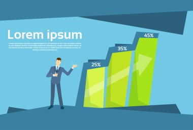 İş adamı başarı kavramı büyüme grafiği yukarı büyüyen mali