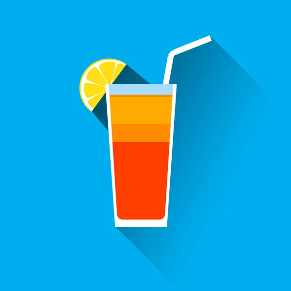 Cocktail Bevande Icona in vetro piatto — Vettoriale Stock