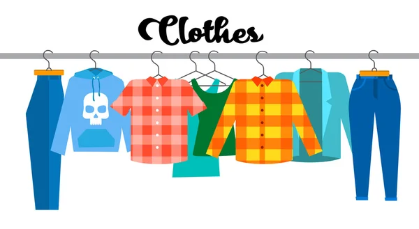 Vêtements décontractés Collection de chemises Hipster Show Room Shop — Image vectorielle