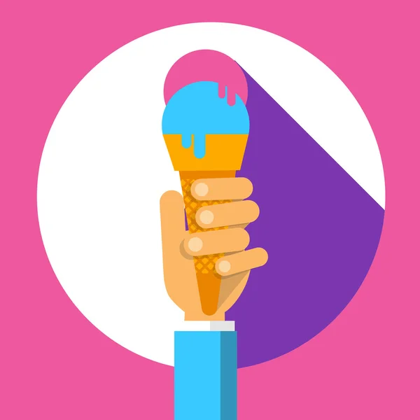 Icône de dessert coloré d'été de crème glacée de prise de main — Image vectorielle