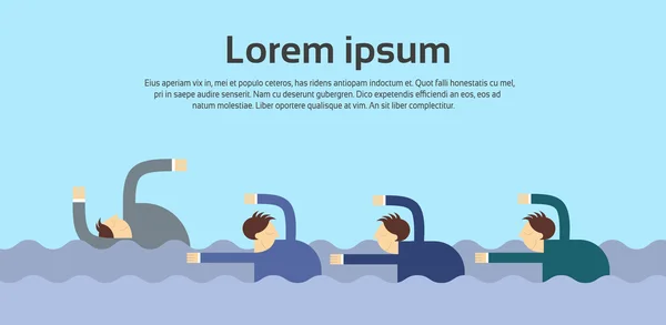 Groupe de gens d’affaires Swim Team Leader compétition Concept — Image vectorielle