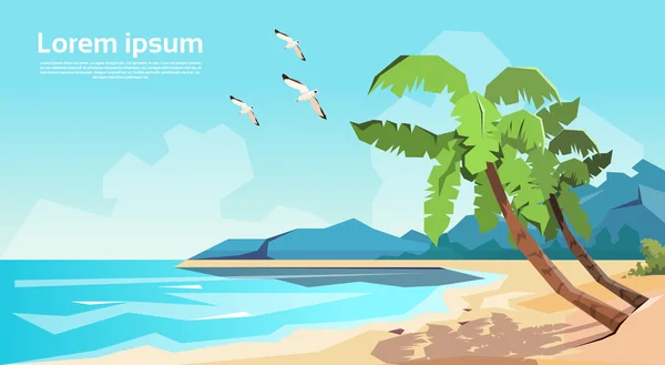 Tropisch strand eiland Palm Tree Oceaan zomervakantie — Stockvector