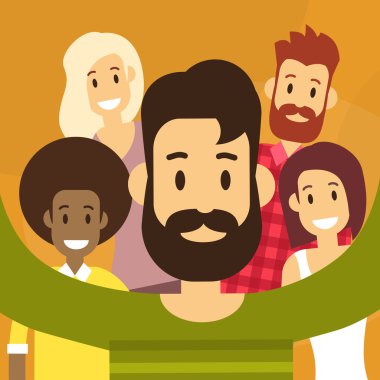İnsanlar Selfie fotoğraf Hipster arkadaş alarak grubu