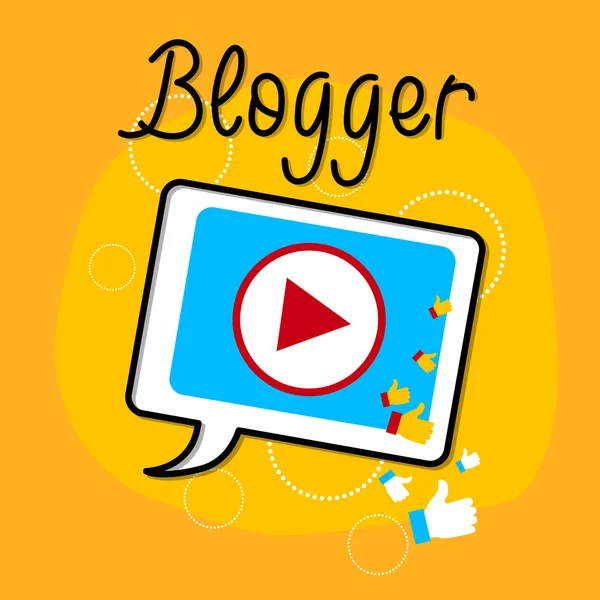 Video Blog Tablet Player Interfaz Icono Bloggind Concepto — Archivo Imágenes Vectoriales