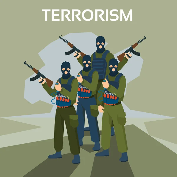Fegyveres terrorista csoport terrorizmus koncepció — Stock Vector