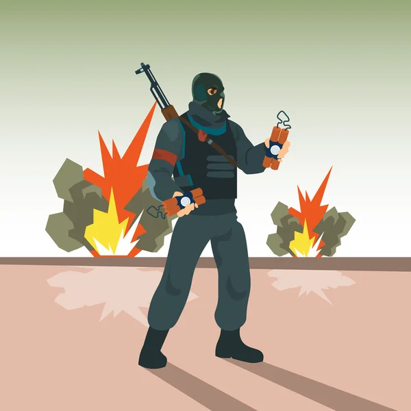 Terrorista Detener bomba Concepto de terrorismo — Archivo Imágenes Vectoriales