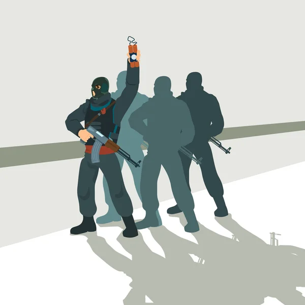 Grupo terrorista armado Concepto de terrorismo — Vector de stock