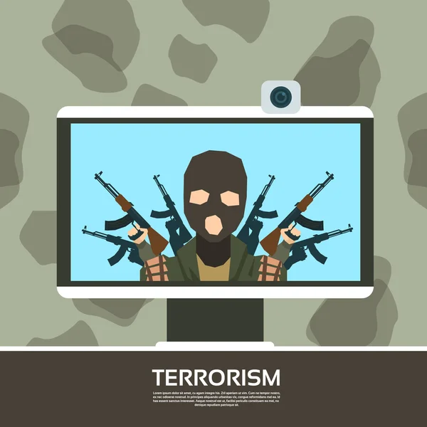 Líder terrorista en la televisión de transmisión de pantalla de televisión — Vector de stock