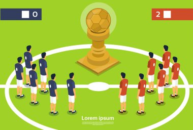 Futbolcular sahada takım şampiyonluk Kupası