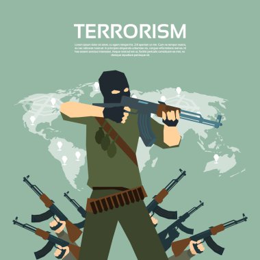 Terör Örgütü Dünya harita terörizm kavram üzerinde silahlı