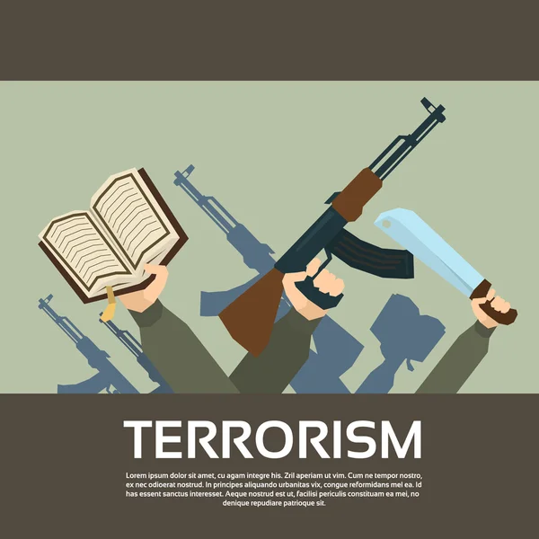 Terrorist Group Hands Holding Guns Terrorism — Stock Vector