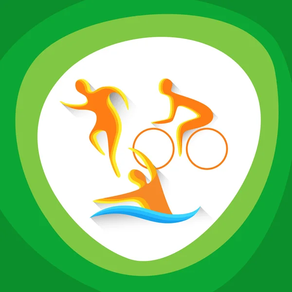 Triatlón Competencia Deportiva Icono — Vector de stock