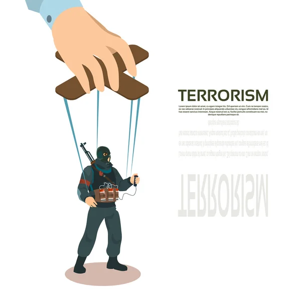 Концепция контроля терроризма за марионетками — стоковый вектор