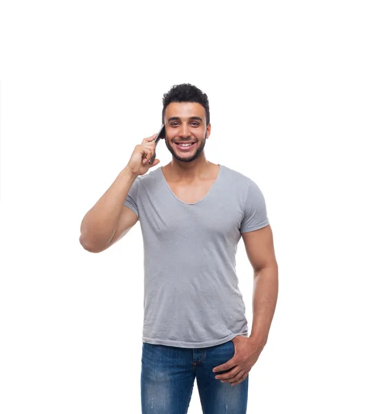 Casual Man Cellulare Smart Phone Call Parla — Foto Stock