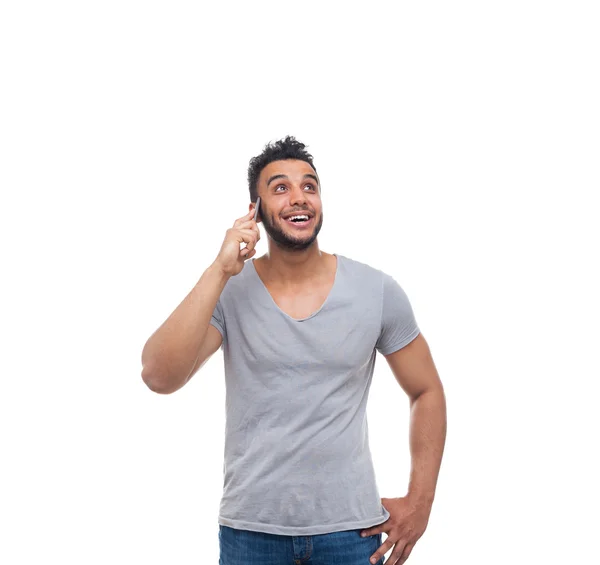 Homme décontracté téléphone intelligent cellulaire Call Up Recherche — Photo