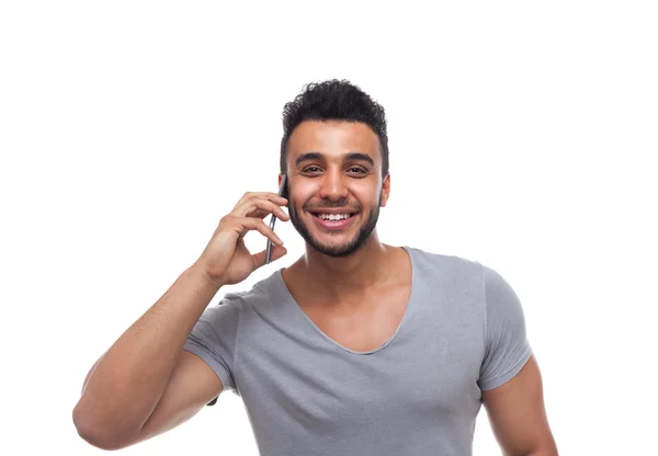 Casual Man Cellulare Smart Phone Call Parla — Foto Stock