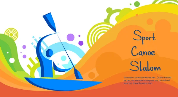 Canoe Slalom Athlete Sport Competition Colorful Banner — Stock Vector