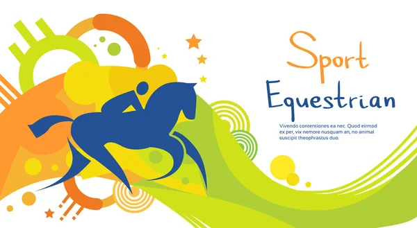 Paardensport atleet paard Sport concurrentie kleurrijke Banner — Stockvector