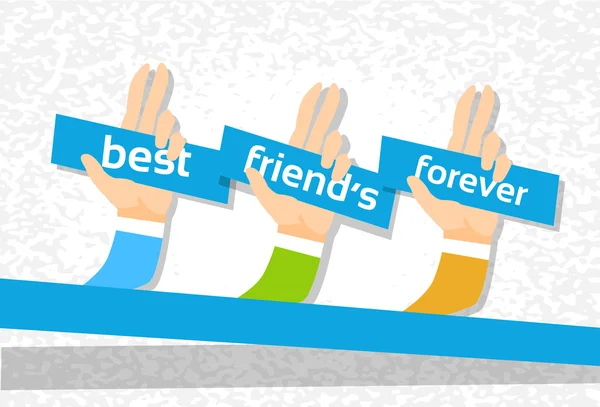 Hand Group Best Friends Forever Friendship Day Banner — Stock Vector