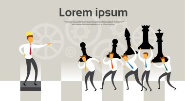 Strateji, liderlik kavramı işadamı lideri Kral kurşun takım satranç figürleri