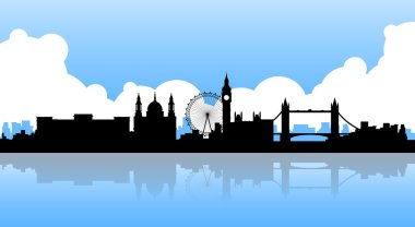 Londra siluet İngilizce şehir görünümü kopya alanı