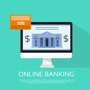 Online Bankacılık Internet elektronik ödeme bilgisayar monitör para kredi kartı cüzdanı