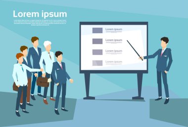 İş adamları sunu Flip Chart finans, konferans toplantı eğitim ekibi grubu