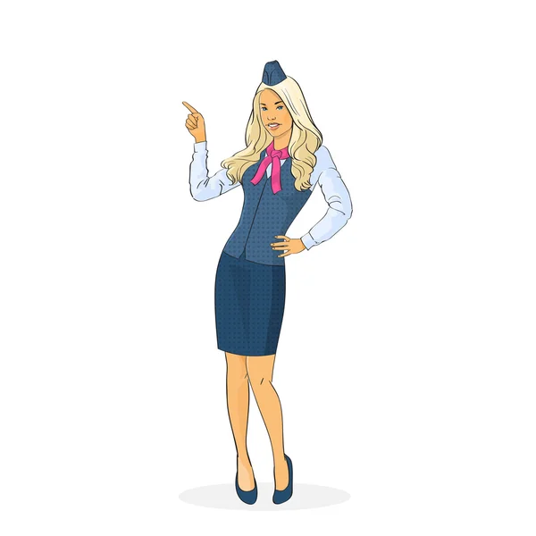 Стюардесса в униформе Пальцем вверх экипаж авиакомпании — стоковый вектор