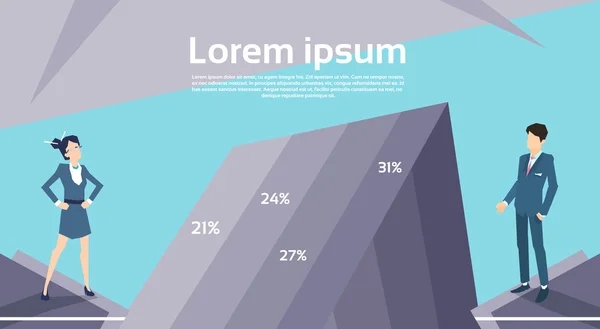 Hombre de Negocios Mujer Gráfico Financiero Creciendo Concepto de Crecimiento de Éxito — Vector de stock