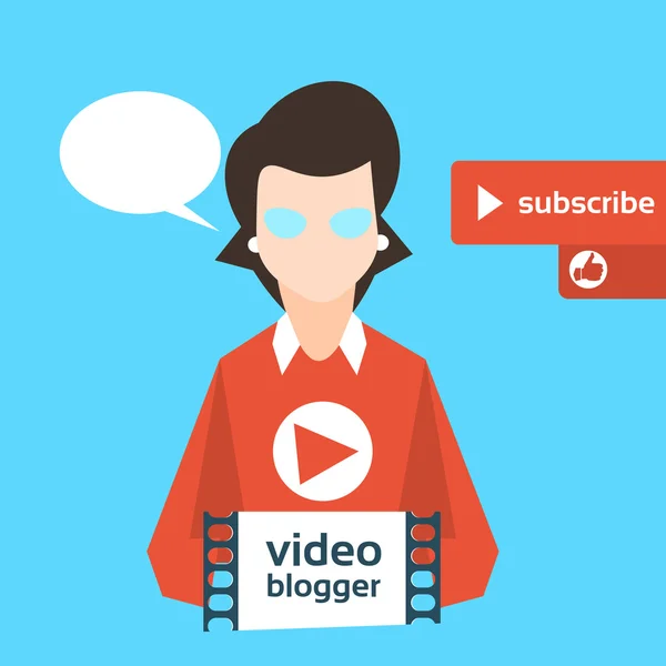 Vrouw Blogger Video Blog Concept — Stockvector