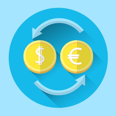 Euro dolar para para Satım renkli simge