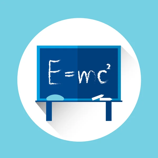 阿尔伯特 · 爱因斯坦在学校董事会质量能量等价的物理公式 — 图库矢量图片