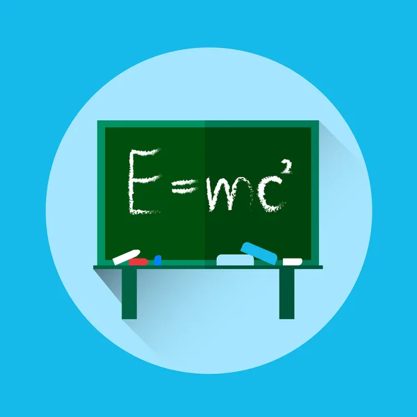 Albert Einsteins Fórmula Física en Junta Escolar Equivalencia de Energía Masiva — Archivo Imágenes Vectoriales