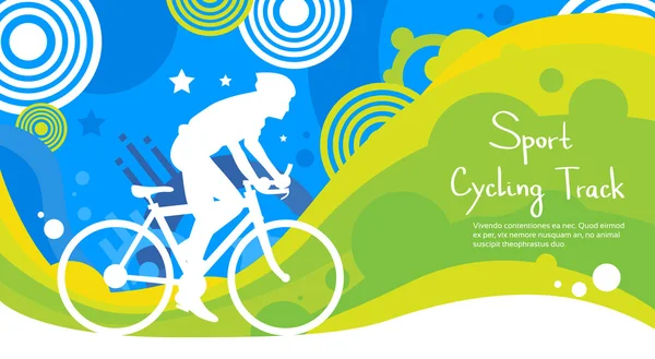 Cykling spår idrottsman Sport konkurrens färgglada Banner — Stock vektor
