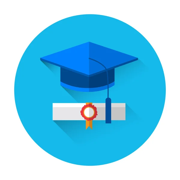 Graduation Cap met Diploma Scroll kleurrijke pictogram — Stockvector