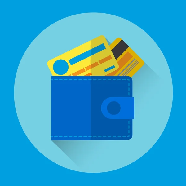 Brieftasche mit Kreditkarten buntes Symbol — Stockvektor