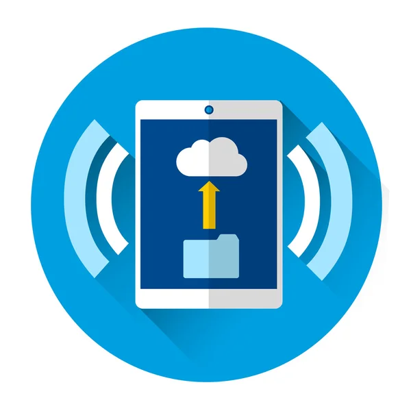 Tablet Cloud Carregar Online Wifi Internet Download Information Icon — Vetor de Stock