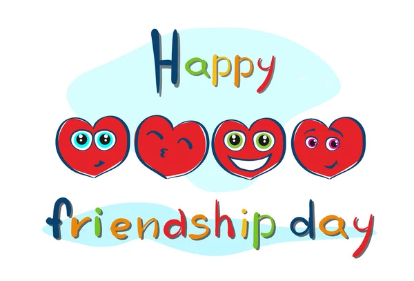 Dia da Amizade Cartoon Heart Shape Friend Holiday Banner —  Vetores de Stock