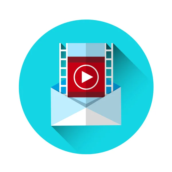Gravação de vídeo online Play Icon Player Envelope Streaming Interface — Vetor de Stock