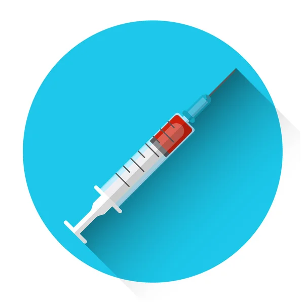 Medical Syringe Medicine Icon Flat — Stock Vector