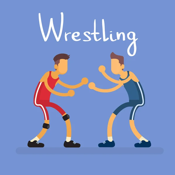Wrestling dwa zapaśnik sportowe przeciwnika konkurencji — Wektor stockowy