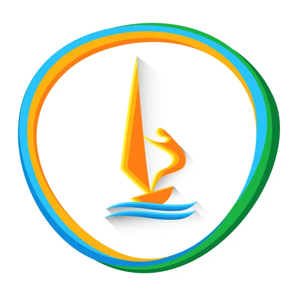 Vela Deporte Sailor Competencia Icono — Vector de stock