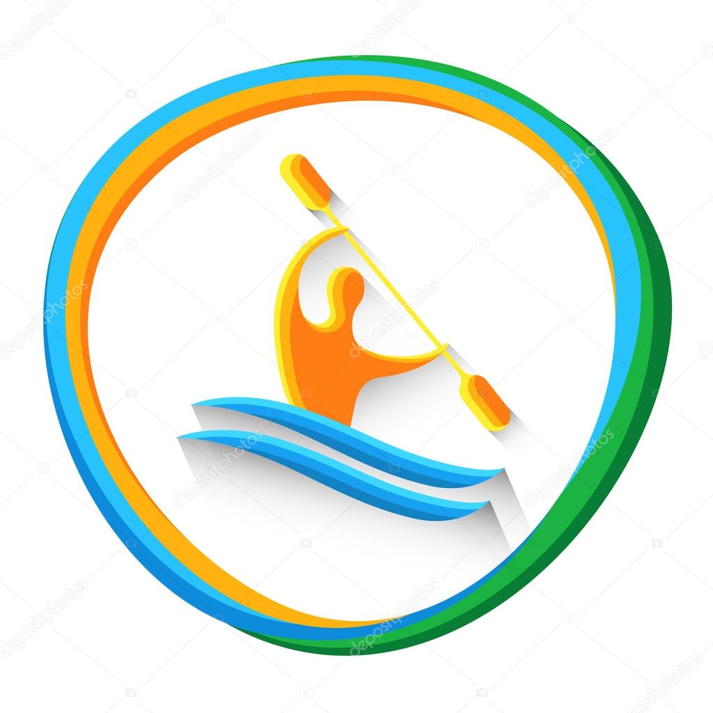 Canoe Slalom Athlete Sport Game Logo Competition Icon Vector Illustration