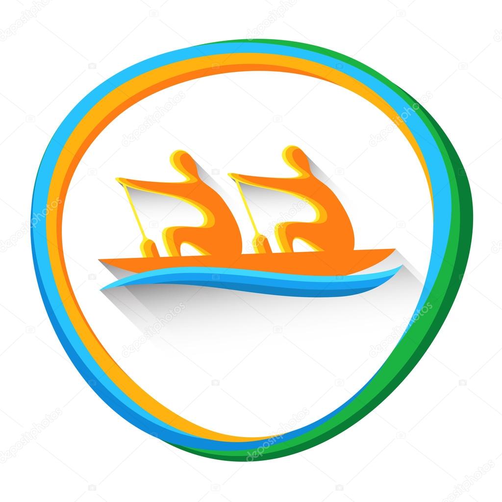 Rowing Sport Game Logo Boating Competition Icon Vector Illustration