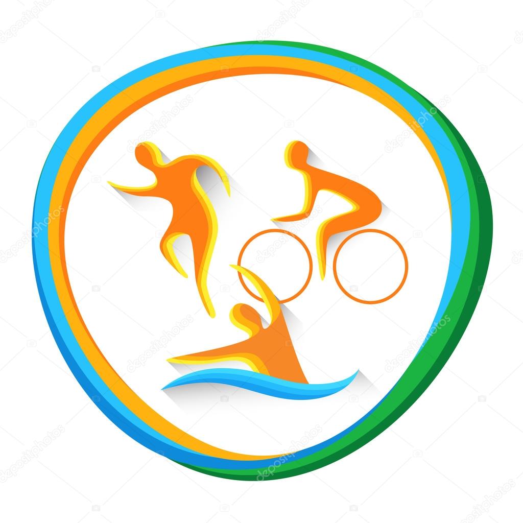 Triathlon Sport Competition Colorful Icon Vector Illustration