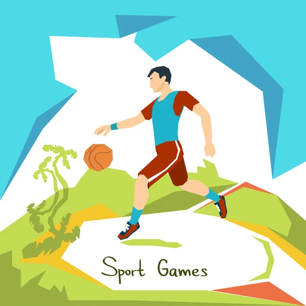 Basket spelare spel Sport konkurrens — Stock vektor